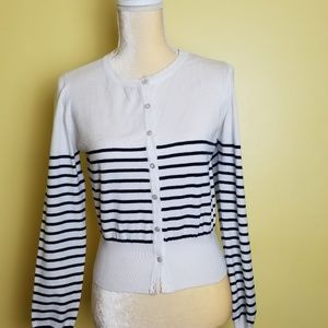 Suzy Shier White and blue cardigan